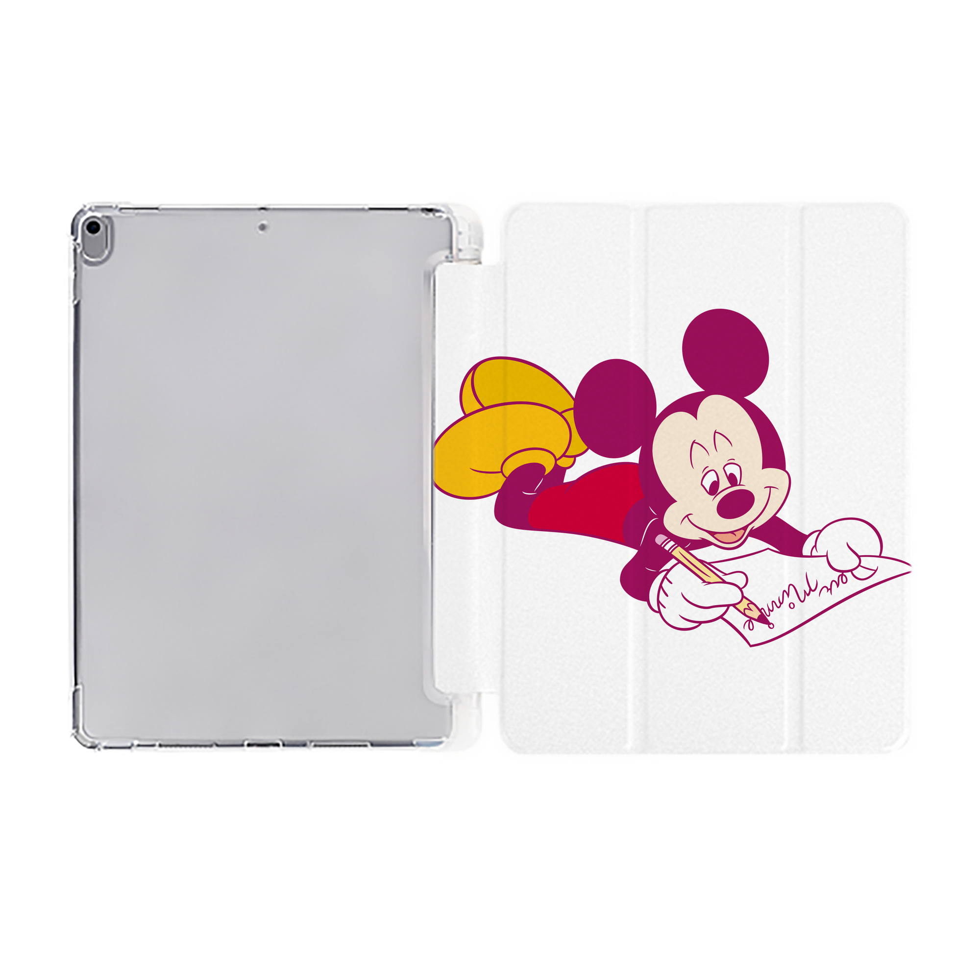 （画像用） ミッキーマウス Mickey Mouse IPad ケース ペン収納付き 三つ折りスタンド PUレザー×シリコン 対応機種9.5/10.5/10.9インチ